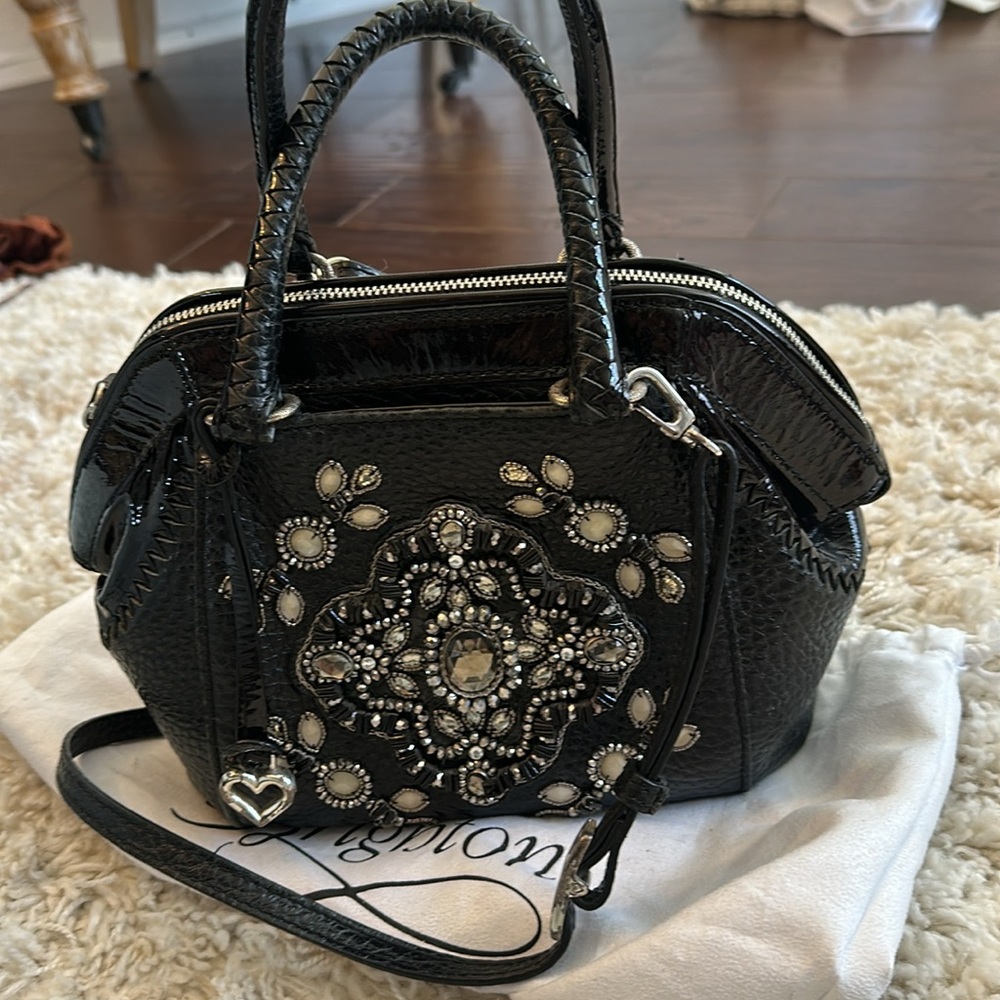 Brighton Czarina stunning jewel black patent leather combo detailed bag - Picture 17 of 17